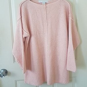 Limited Peach Crochet Boatneck Slouchy Sweater